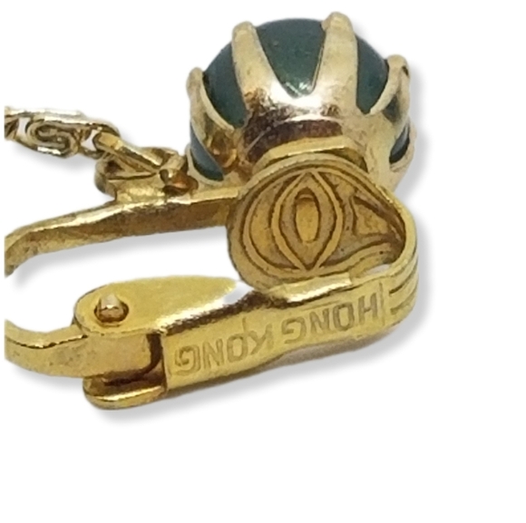 1960S MADE IN HONG KONG BLUE & GOLD SEQUIN BALL DROP CLIP ON EARRINGS - Picture 5 of 5